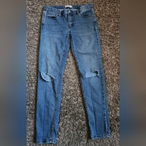 Free People Cotton Ripped Blue Jeans 27W